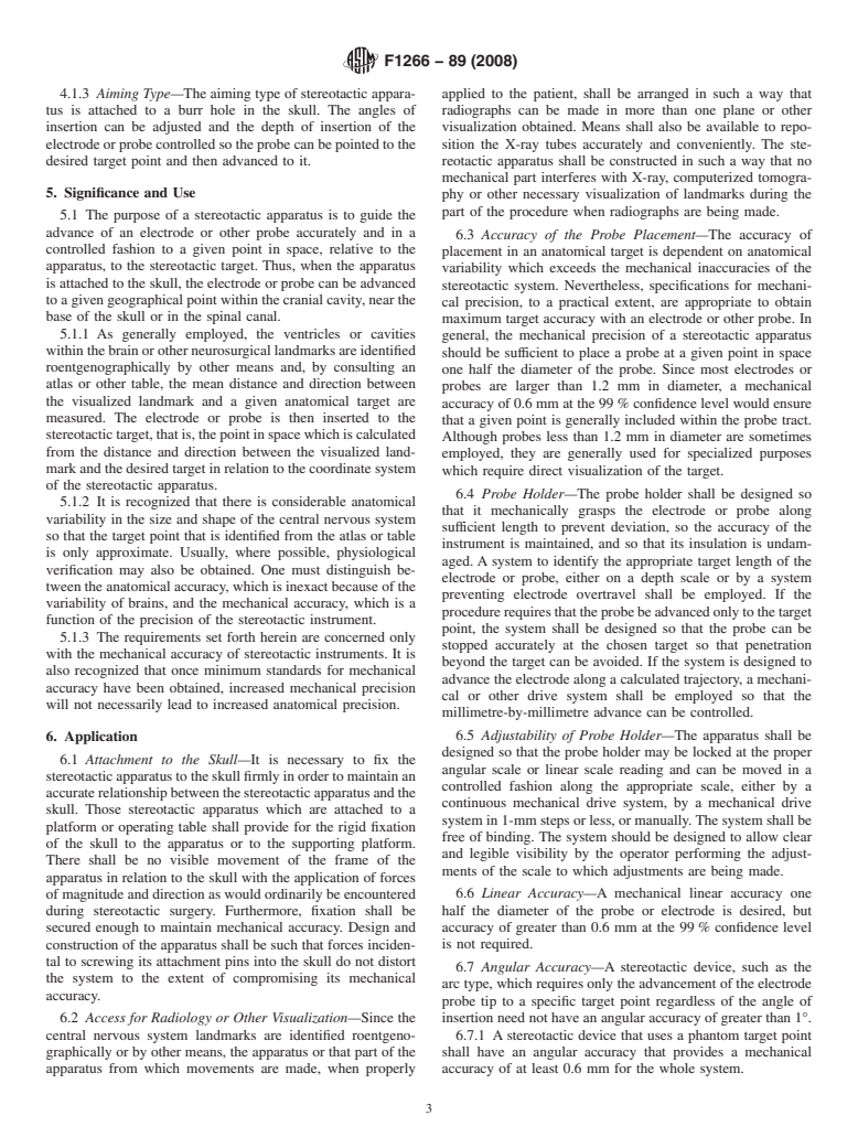 ASTM F1266-89(2008) - Standard Performance Specification for Cerebral Stereotactic Instruments (Withdrawn 2017)