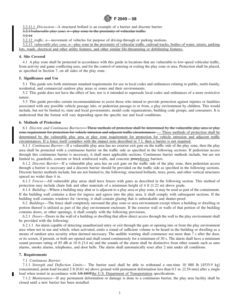 REDLINE ASTM F2049-08 - Standard Guide for Fences/Barriers for Public, Commercial, and Multi-Family Residential Use Outdoor Play Areas