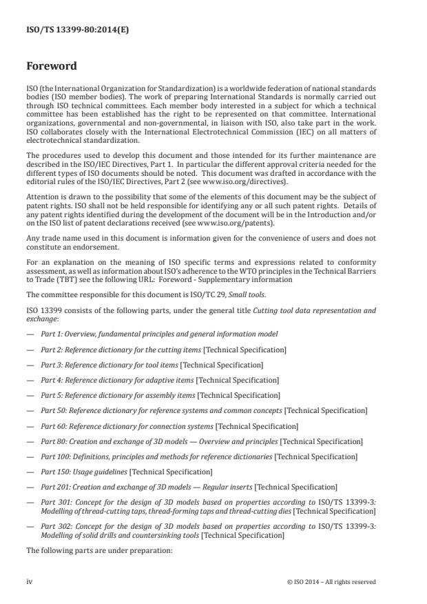 ISO/TS 13399-80:2014 ISO/TS 13399-80:2014 - Cutting tool data representation and exchange - Page 4 preview