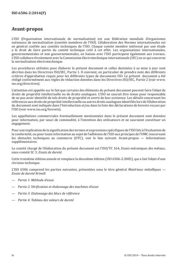 ISO 6506-2:2014 ISO 6506-2:2014 - Matériaux métalliques -- Essai de dureté Brinell - Page 4 preview