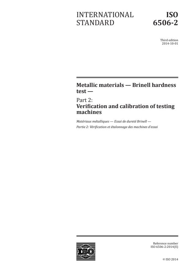ISO 6506-2:2014 - Metallic materials -- Brinell hardness test