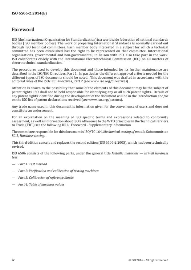 ISO 6506-2:2014 ISO 6506-2:2014 - Metallic materials -- Brinell hardness test - Page 4 preview
