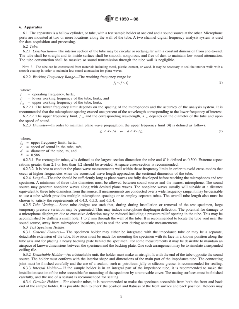 REDLINE ASTM E1050-08 - Standard Test Method for Impedance and Absorption of Acoustical Materials Using A Tube, Two Microphones and A Digital Frequency Analysis System