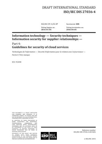 ISO/IEC 27036-4:2016 - Information technology -- Security techniques -- Information security for supplier relationships