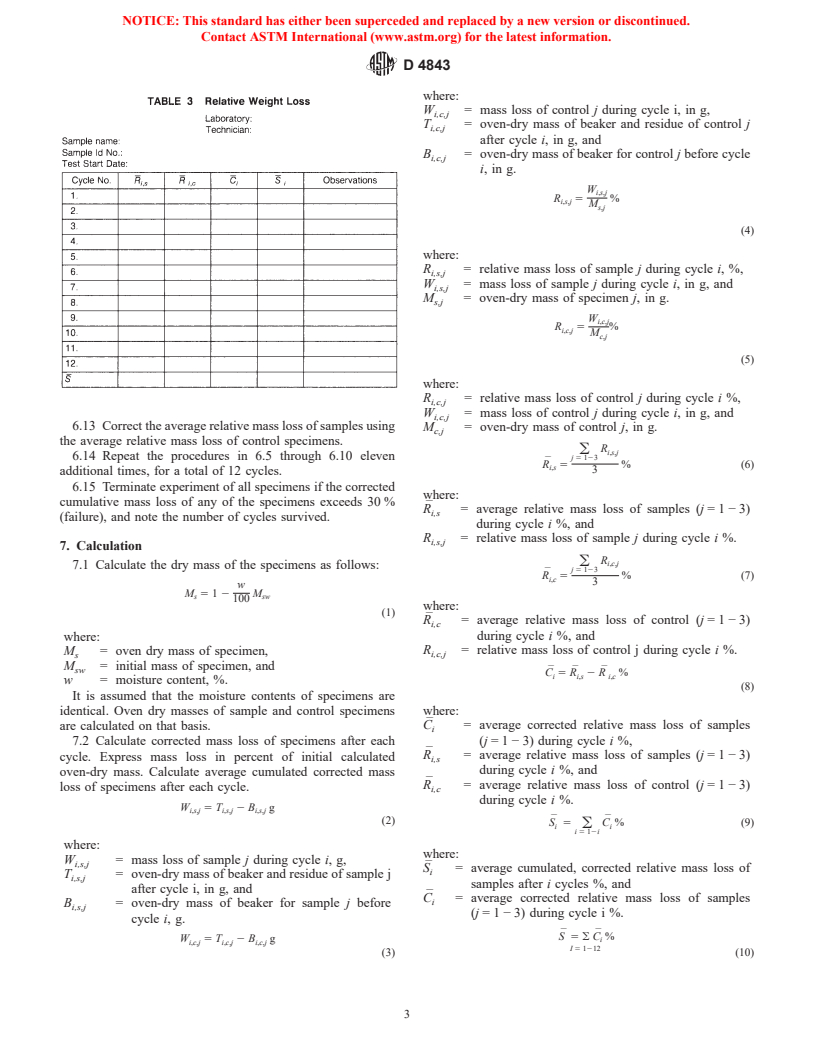 ASTM D4843-88(1999) - Standard Test Method for Wetting and Drying Test of Solid Wastes