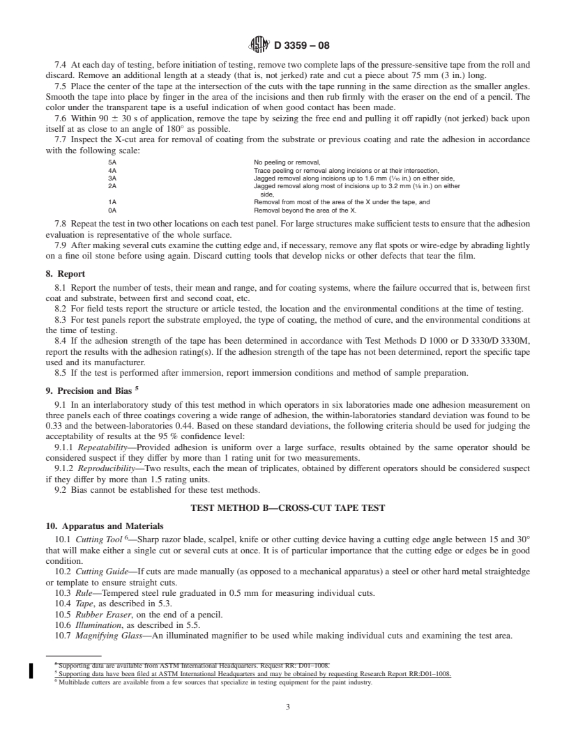 REDLINE ASTM D3359-08 - Standard Test Methods for  Measuring Adhesion by Tape Test