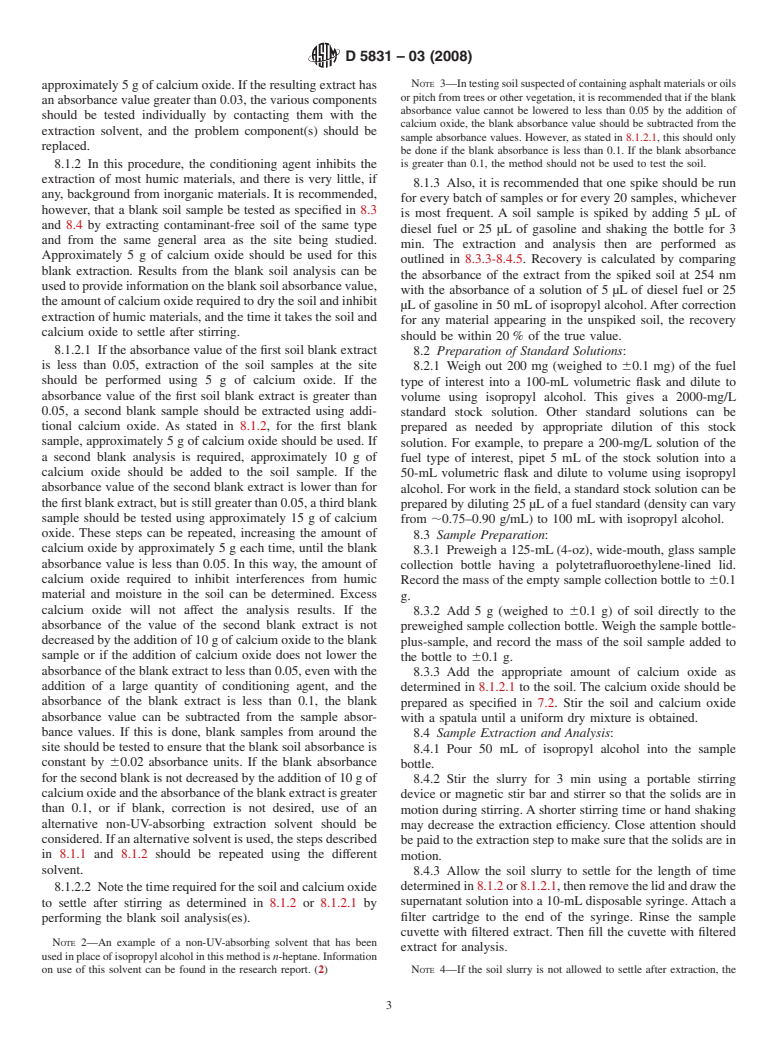 ASTM D5831-03(2008) - Standard Test Method for  Screening Fuels in Soils