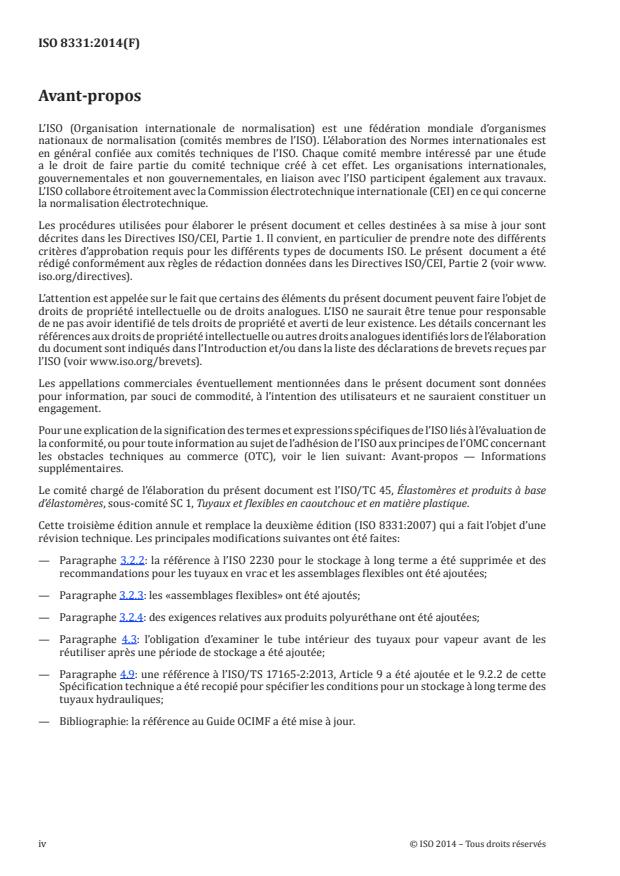 ISO 8331:2014 ISO 8331:2014 - Tuyaux et flexibles en caoutchouc et en plastique -- Lignes directrices pour la sélection, le stockage, l'utilisation et la maintenance - Page 4 preview