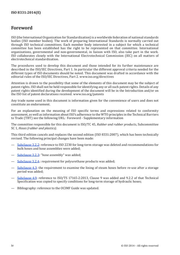 ISO 8331:2014 ISO 8331:2014 - Rubber and plastics hoses and hose assemblies -- Guidelines for selection, storage, use and maintenance - Page 4 preview