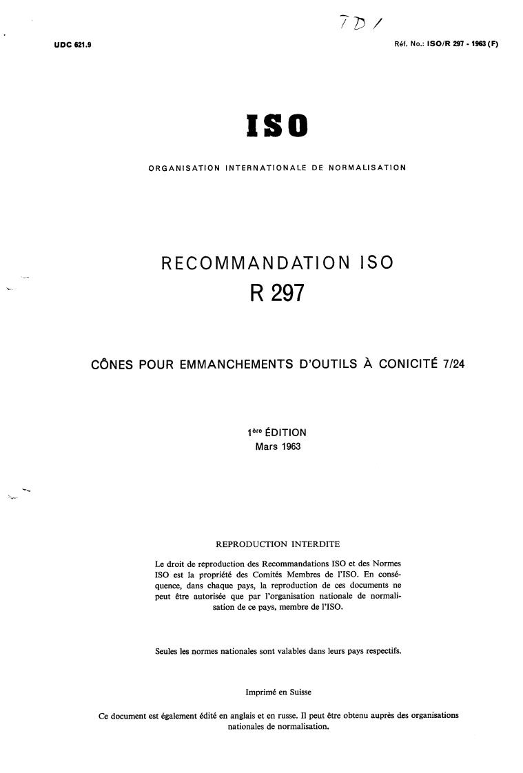 ISO/R 297:1963 - Title missing - Legacy paper document
Released:1/1/1963