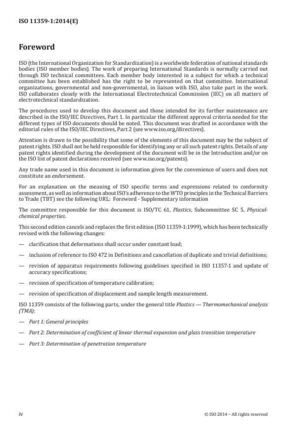 ISO 11359-1:2014 ISO 11359-1:2014 - Plastics -- Thermomechanical analysis (TMA) - Page 4 preview