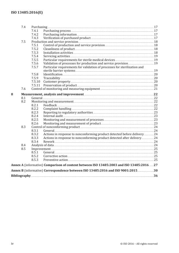ISO 13485:2016 ISO 13485:2016 - Medical devices -- Quality management systems -- Requirements for regulatory purposes - Page 4 preview