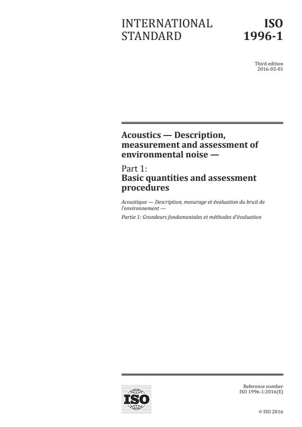 ISO 1996-1:2016 - Acoustics -- Description, measurement and assessment of environmental noise