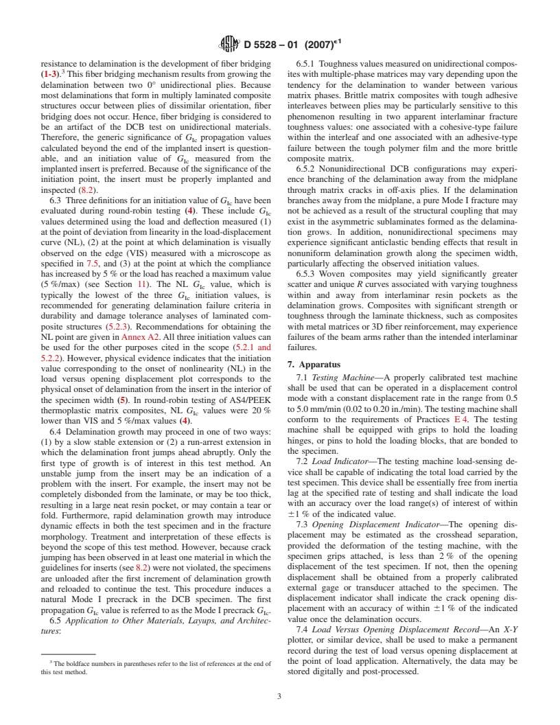 ASTM D5528-01(2007)e1 - Standard Test Method for Mode I Interlaminar Fracture Toughness of Unidirectional Fiber-Reinforced Polymer Matrix Composites