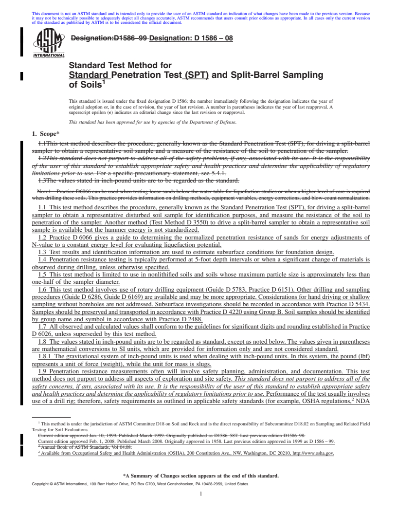 REDLINE ASTM D1586-08 - Standard Test Method for  Standard Penetration Test (SPT) and Split-Barrel Sampling of Soils