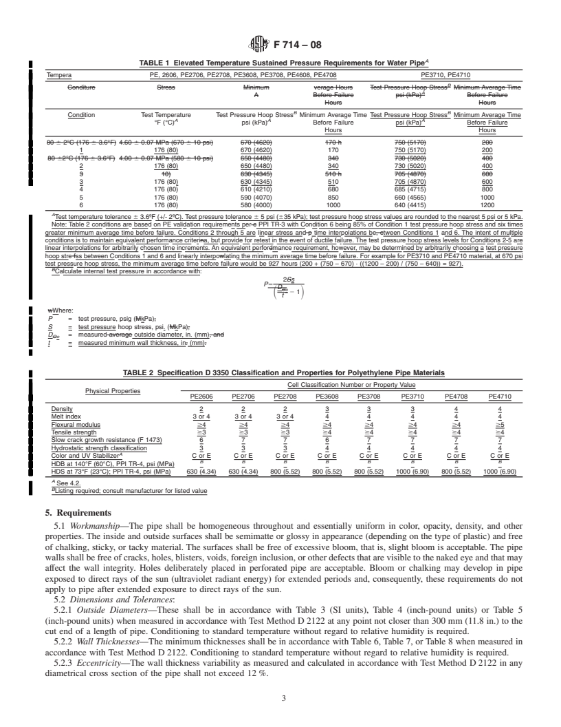 REDLINE ASTM F714-08 - Standard Specification for  Polyethylene (PE) Plastic Pipe (SDR-PR) Based on Outside Diameter