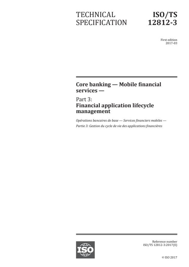 ISO/TS 12812-3:2017 - Core banking -- Mobile financial services