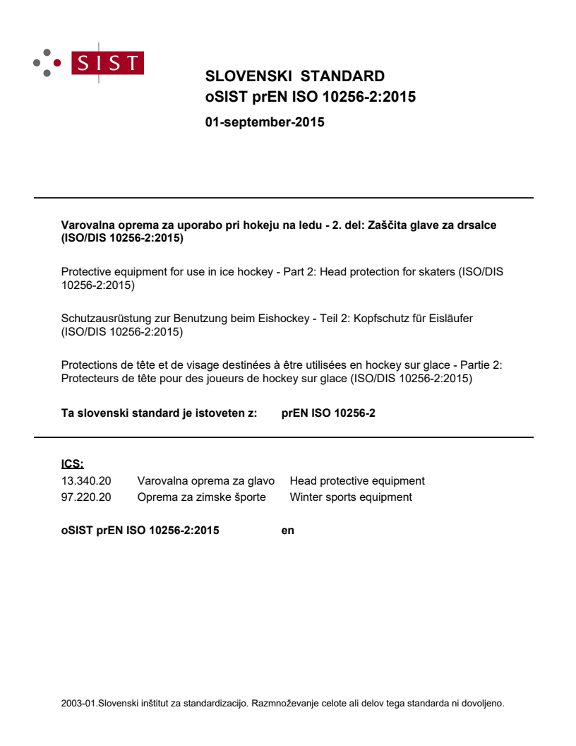 prEN ISO 10256-2:2015 - BARVE
