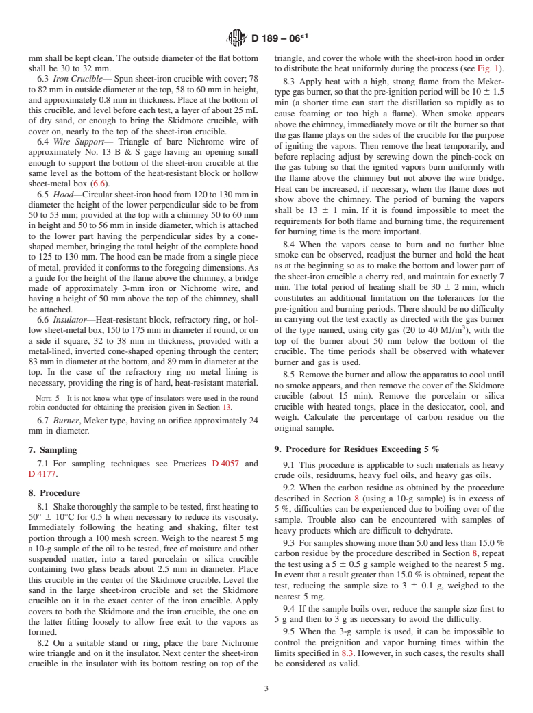 ASTM D189-06e1 - Standard Test Method for Conradson Carbon Residue of Petroleum Products