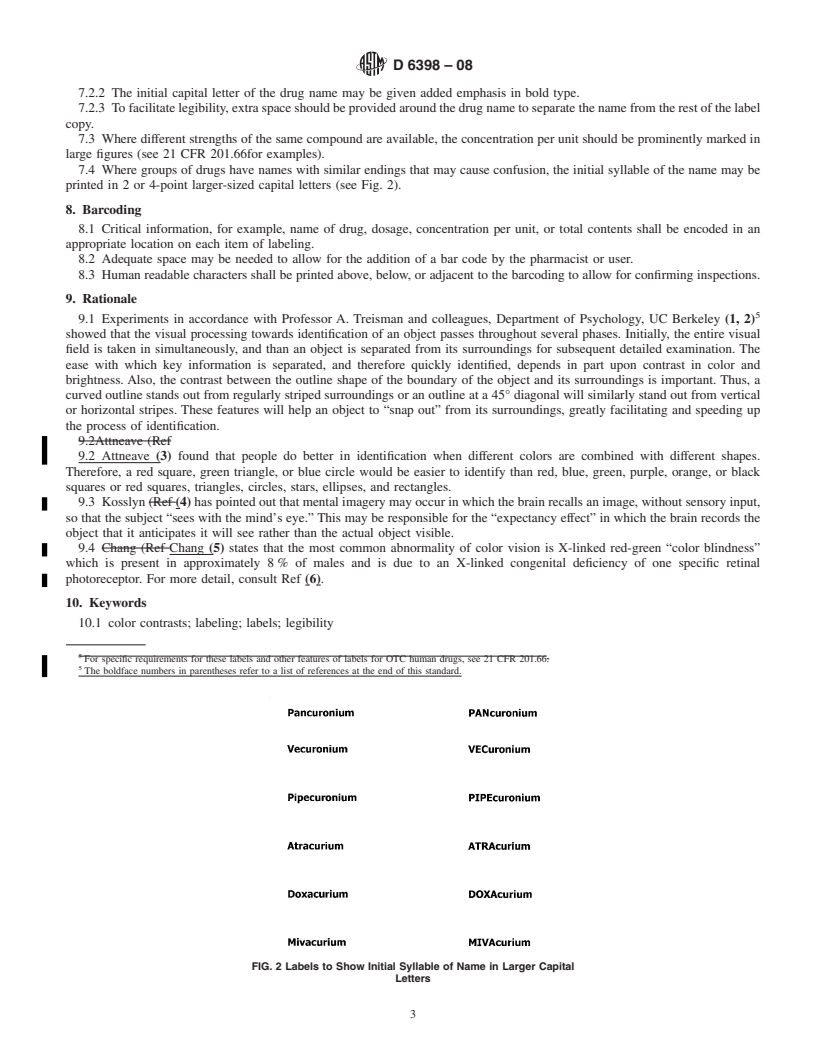 REDLINE ASTM D6398-08 - Standard Practice to Enhance Identification of Drug Names on Labels