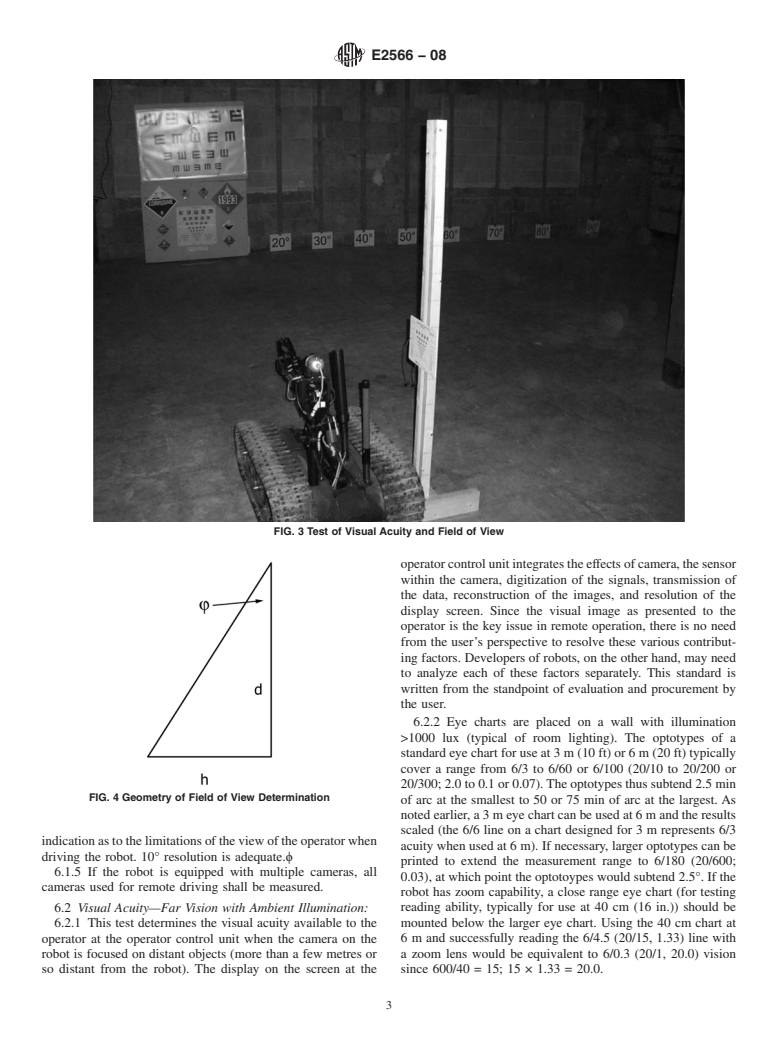 ASTM E2566-08 - Standard Test Method for Determining Visual Acuity and Field of View of On-Board Video Systems for Teleoperation of Robots for Urban Search and Rescue Applications