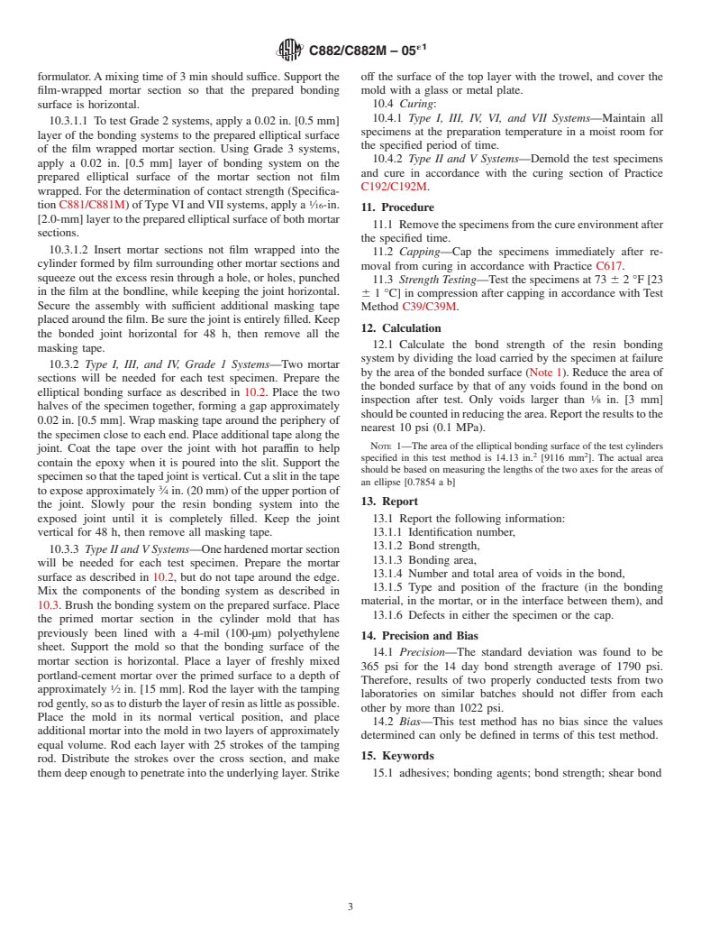 ASTM C882/C882M-05e1 - Standard Test Method for Bond Strength of Epoxy-Resin Systems Used With Concrete By Slant Shear