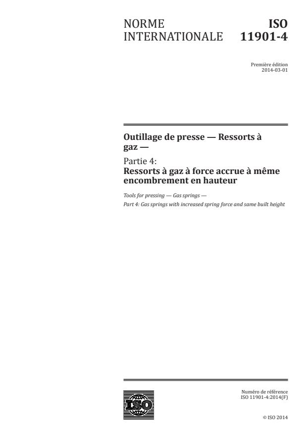 ISO 11901-4:2014 - Outillage de presse -- Ressorts a gaz