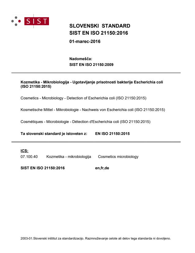 SIST EN ISO 21150:2016 - natisnjeno za čitalnico