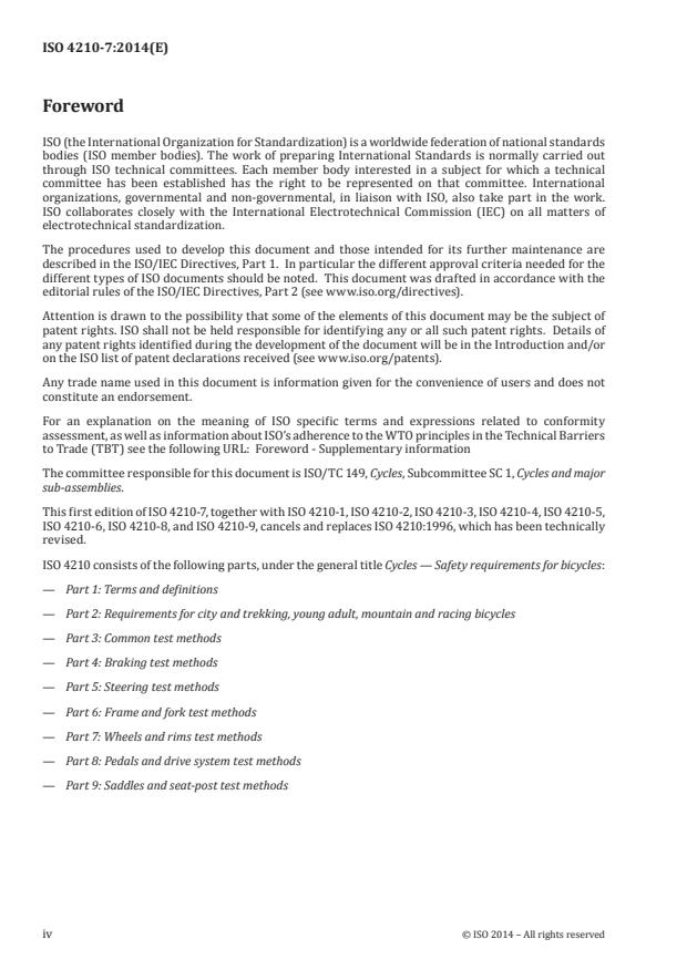 ISO 4210-7:2014 ISO 4210-7:2014 - Cycles -- Safety requirements for bicycles - Page 4 preview