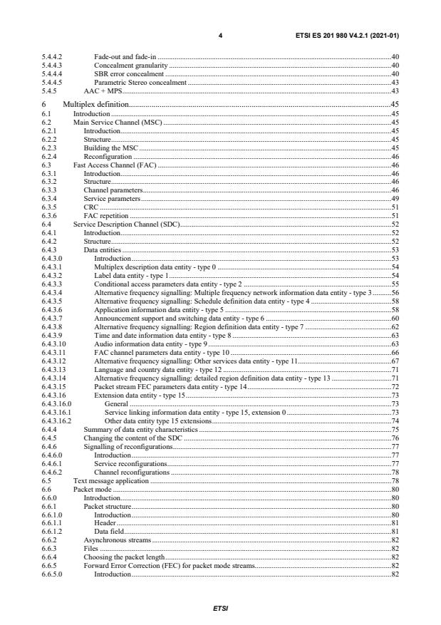 SIST ES 201 980 V4.2.1:2021 ETSI ES 201 980 V4.2.1 (2021-01) - Digital Radio Mondiale (DRM); System Specification - Page 4 preview