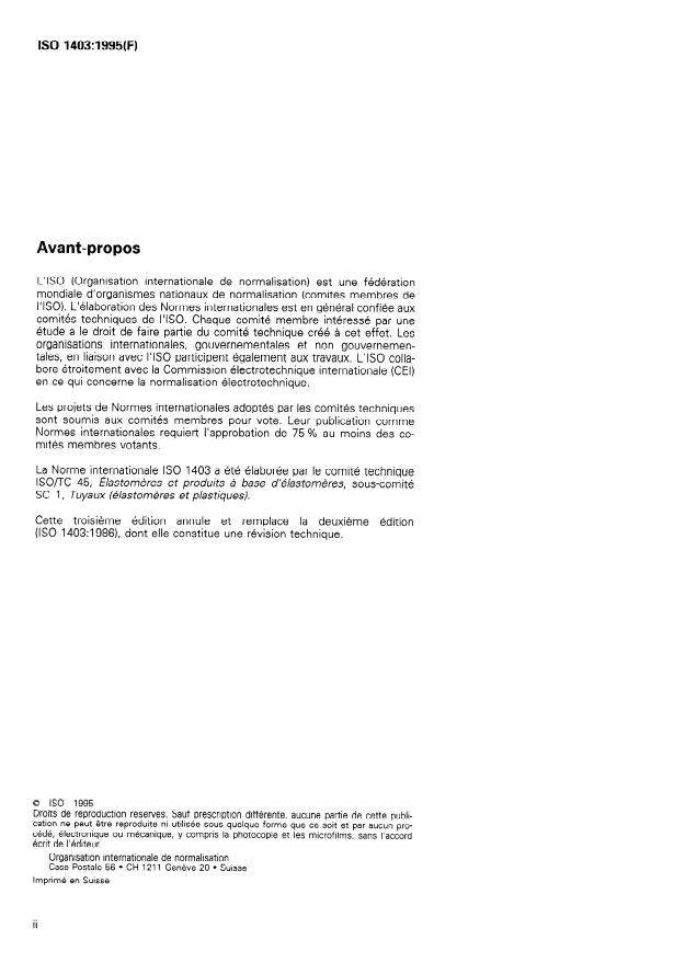 ISO 1403:1995 ISO 1403:1995 - Tuyaux en caoutchouc a armature textile d'usage général pour l'eau -- Spécifications - Page 2 preview