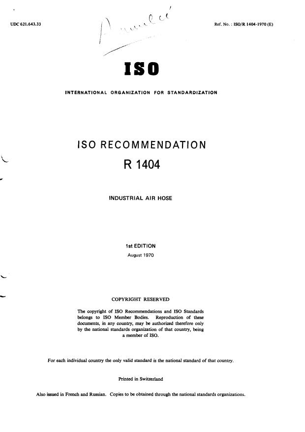 ISO/R 1404:1970 - Withdrawal of ISO/R 1404-1970