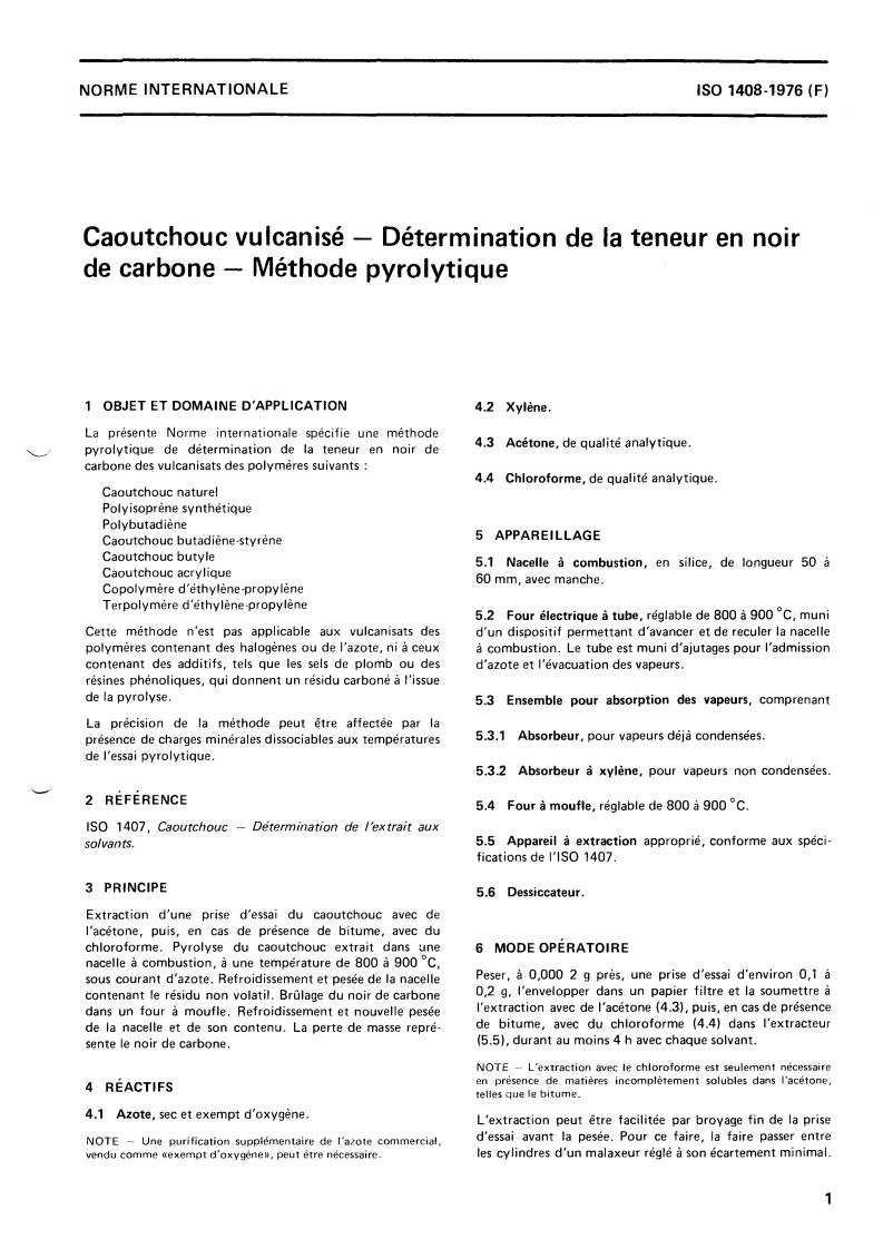 ISO 1408:1976 - Vulcanized rubber — Determination of carbon black content — Pyrolytic method
Released:10/1/1976