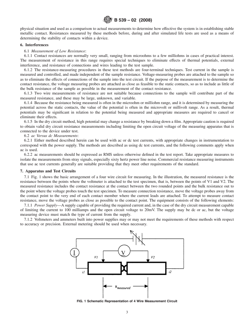 REDLINE ASTM B539-02(2008) - Standard Test Methods for Measuring Resistance of Electrical Connections (Static Contacts)