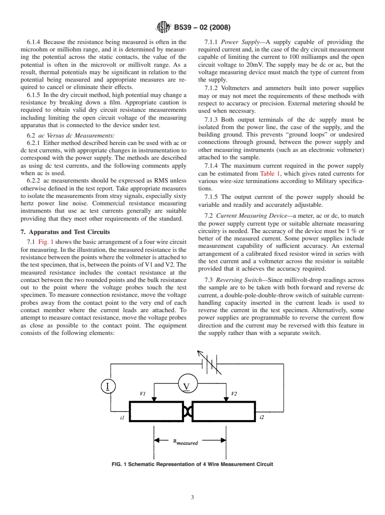 ASTM B539-02(2008) - Standard Test Methods for Measuring Resistance of Electrical Connections (Static Contacts)