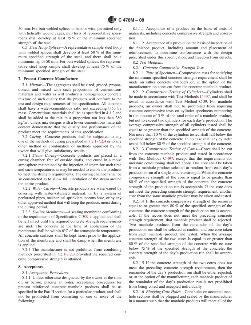 ASTM C478M-08 - Standard Specification for Precast Reinforced Concrete Manhole Sections [Metric]