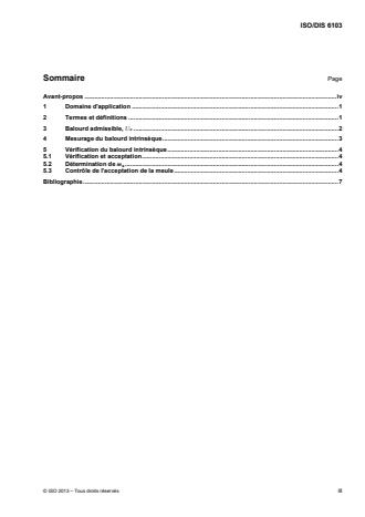 ISO 6103:2014 - Produits abrasifs agglomérés -- Balourds admissibles des meules en état de livraison -- Contrôle statique