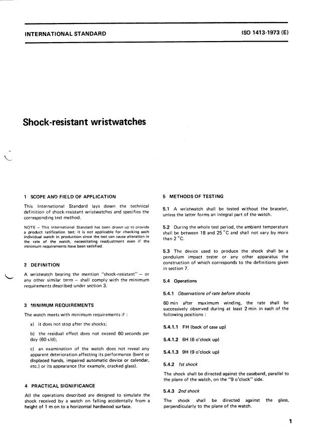ISO 1413:1973 - Shock-resistant wristwatches
