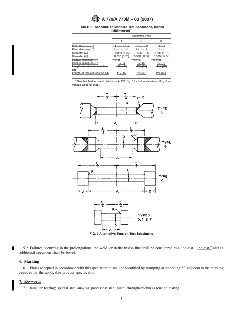 REDLINE ASTM A770/A770M-03(2007) - Standard Specification for Through-Thickness Tension Testing of Steel Plates for Special Applications