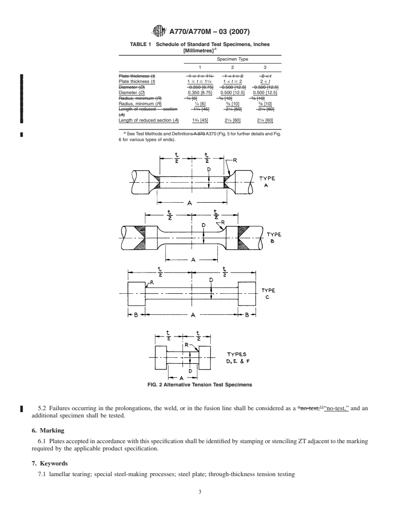 REDLINE ASTM A770/A770M-03(2007) - Standard Specification for Through-Thickness Tension Testing of Steel Plates for Special Applications