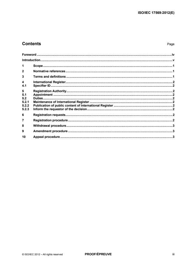 ISO/IEC PRF 17569 - Information technology -- Telecommunications and information exchange between systems -- Procedure for the registration of assigned numbers for ISO/IEC 17568 (Close proximity electric induction wireless communications)