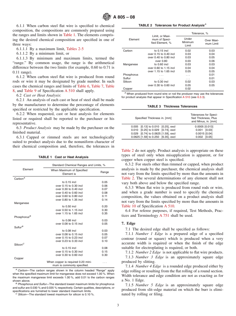 ASTM A805-08 - Standard Specification for  Steel, Flat Wire, Carbon, Cold-Rolled