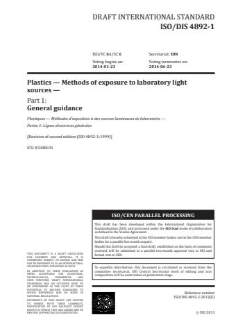 ISO 4892-1:2016 - Plastics -- Methods of exposure to laboratory light sources