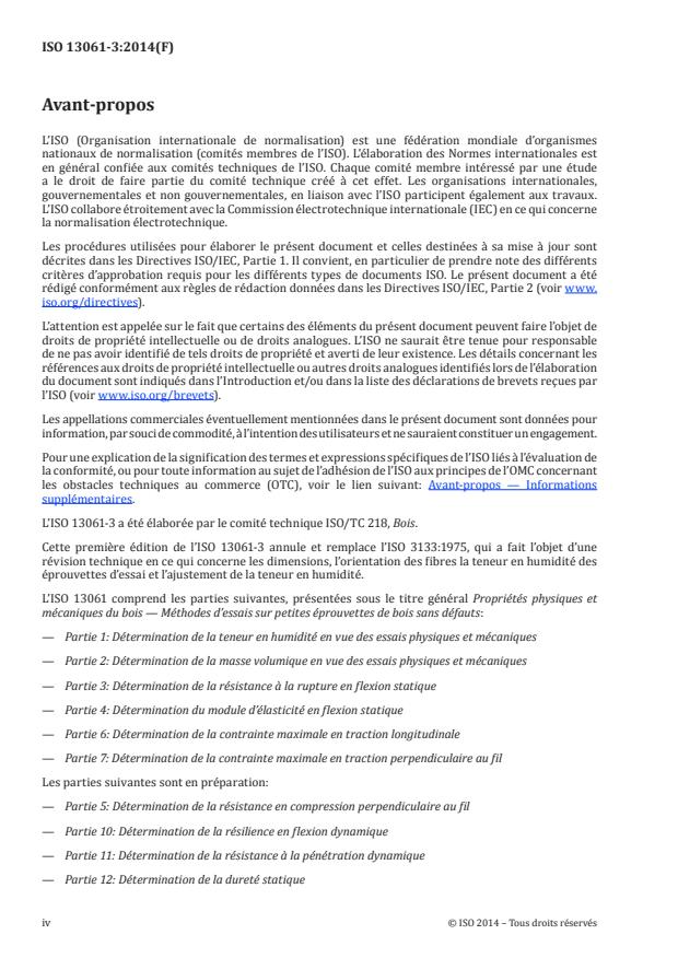 ISO 13061-3:2014 ISO 13061-3:2014 - Propriétés physiques et mécaniques du bois -- Méthodes d'essais sur petites éprouvettes de bois sans défauts - Page 4 preview