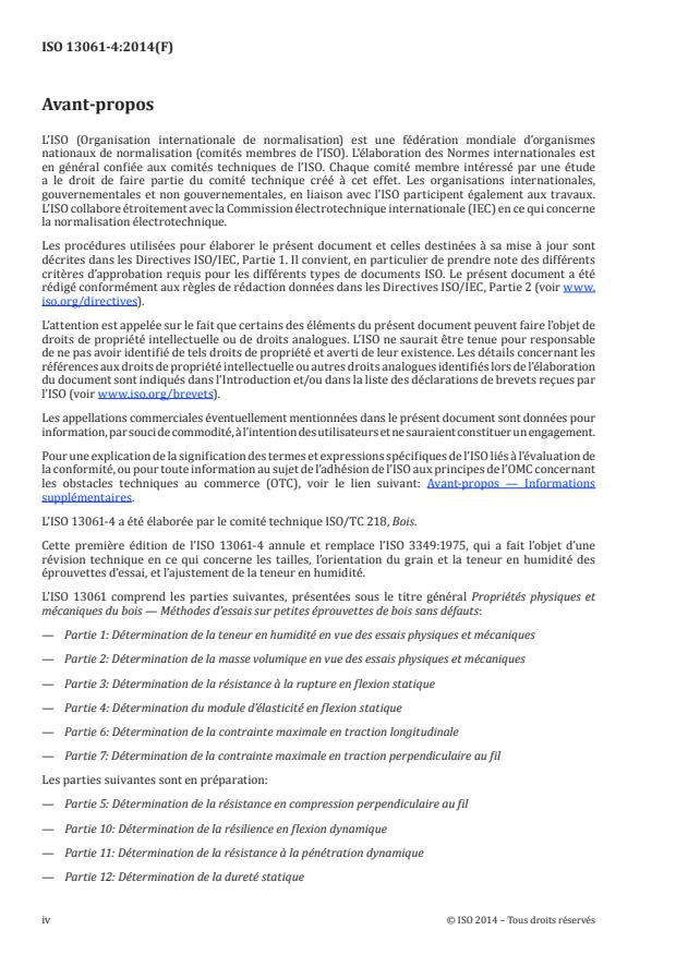 ISO 13061-4:2014 ISO 13061-4:2014 - Propriétés physiques et mécaniques du bois -- Méthodes d'essais sur petites éprouvettes de bois sans défauts - Page 4 preview