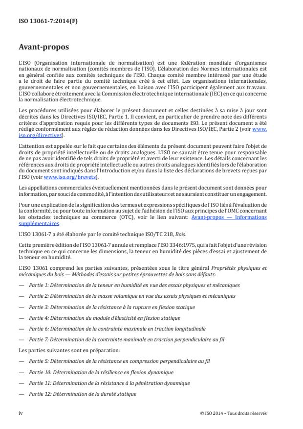 ISO 13061-7:2014 ISO 13061-7:2014 - Propriétés physiques et mécaniques du bois -- Méthodes d'essais sur petites éprouvettes de bois sans défauts - Page 4 preview