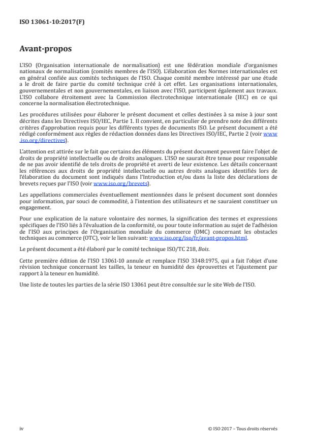 ISO 13061-10:2017 ISO 13061-10:2017 - Propriétés physiques et mécaniques du bois -- Méthodes d'essais sur petites éprouvettes de bois sans défauts - Page 4 preview