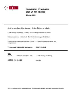 SIST EN 474-13:2022 - BARVE - Page 1 preview