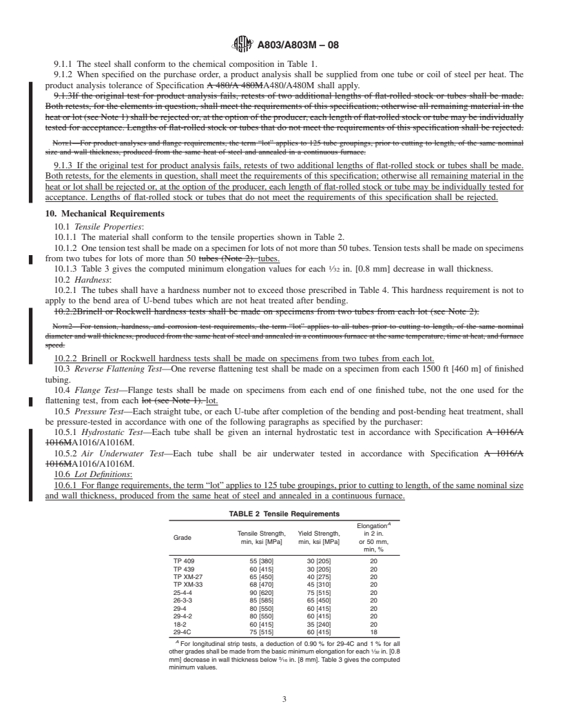 REDLINE ASTM A803/A803M-08 - Standard Specification for  Welded Ferritic Stainless Steel Feedwater Heater Tubes