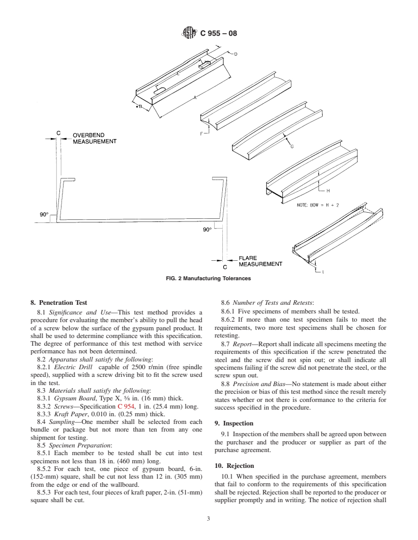 ASTM C955-08 - Standard Specification for  Load-Bearing (Transverse and Axial) Steel Studs, Runners (Tracks), and Bracing or Bridging for Screw Application of Gypsum Panel Products and  Metal Plaster Bases